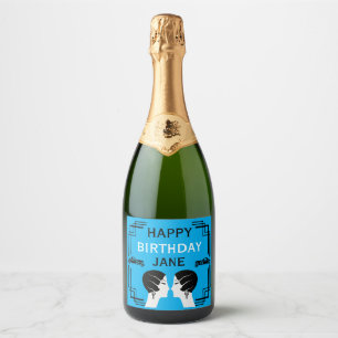 Roaring Twenties Art Deco Gangster Birthday Sparkling Wine Label