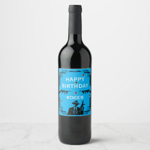 Roaring Twenties Art Deco Gangster Birthday Wine Label