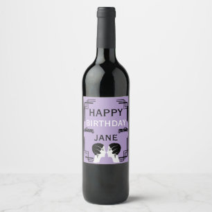 Roaring Twenties Art Deco Gangster Birthday Wine Label