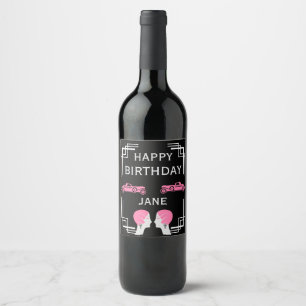 Roaring Twenties Art Deco Gangster Birthday Wine Label