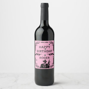 Roaring Twenties Art Deco Gangster Birthday  Wine Label