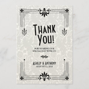 Roaring Twenties Art Deco Wedding Thank You Card