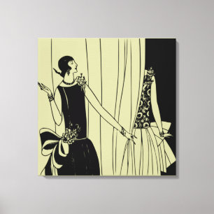 Roaring Twenties Art Deco Wrapped Canvas - sepia