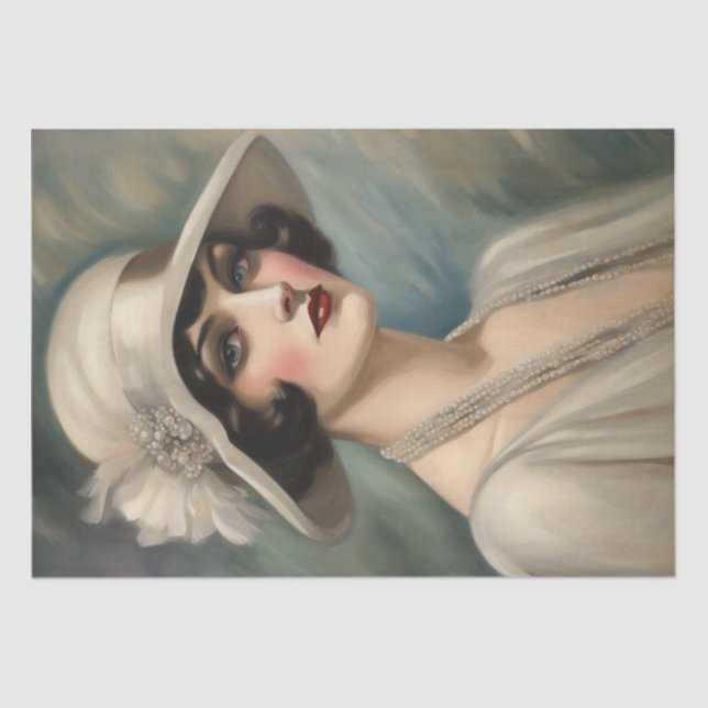 Roaring Twenties Elegance: Lady in a Hat Decoupage Tissue Paper (Front)