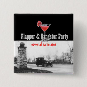 Roaring Twenties Flapper and Gangster 15 Cm Square Badge