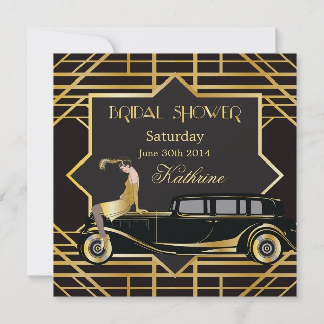 Roaring Twenties Gatsby Style Bridal Shower Invitation (Front)