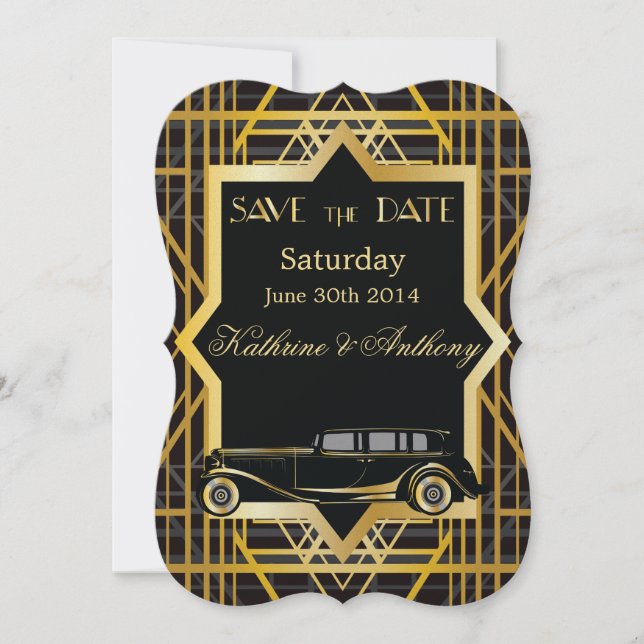 Roaring Twenties Gatsby Style Save the Date (Front)