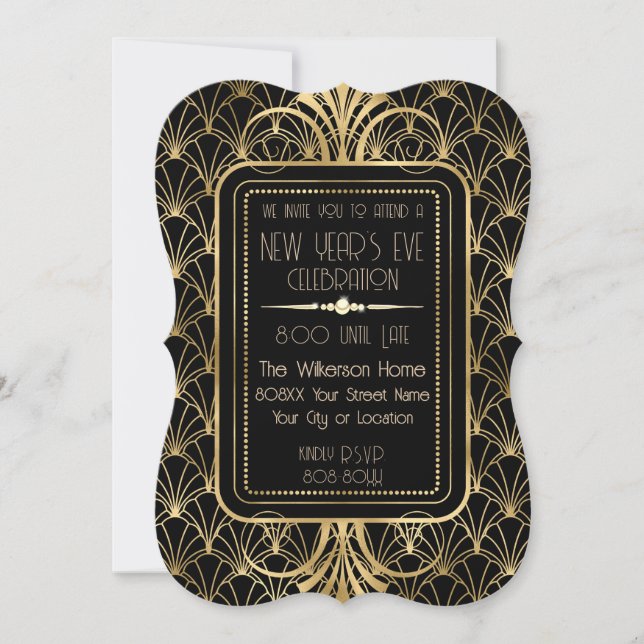 Roaring Twenties New Year's Eve Art Deco Invitation (Front)