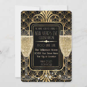 Roaring Twenties New Year's Eve Champagne Invitation