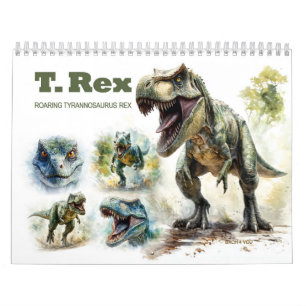 Roaring Tyrannosaurus Rex Watercolor Calendar