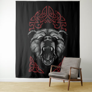 Roaring Viking Bear Tapestry