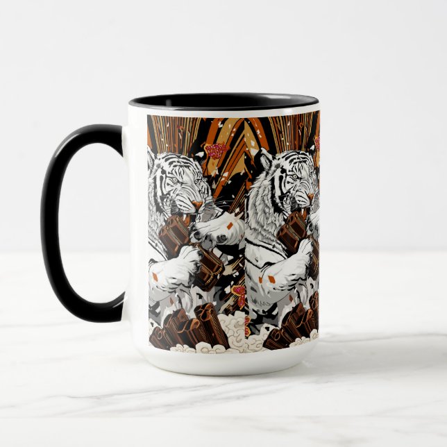 Roaring White Tiger – Bold Morning Energy Mug (Left)