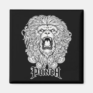 Roaring Wild Cat Punch Fighter Gym Training Design Magnet