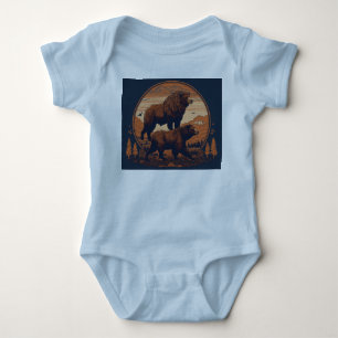"Roaring with Cuddles: Bear and Lion Baby Tee" Bodysuit