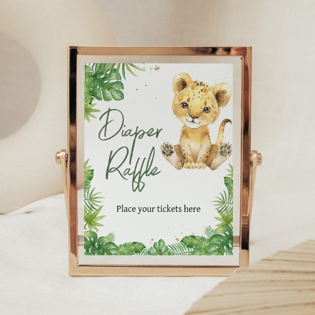 Roaring with Lion Baby Shower Diaper Raffle Poster (Roaring with Excitement Lion Baby Shower Diaper Raffle Sign
)