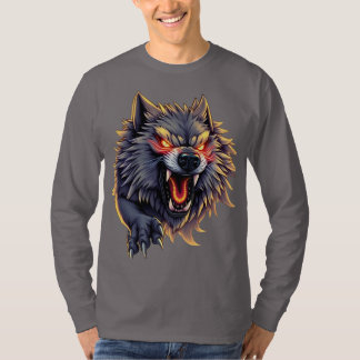 Roaring Wolf – Fierce Attitude Graphic Design T-Shirt
