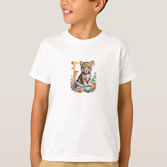 Roaringly Cute Tee with Tigers and Flowers (Front)