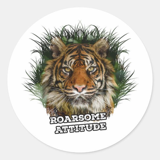 Roarsome Attitude Classic Round Sticker (Front)