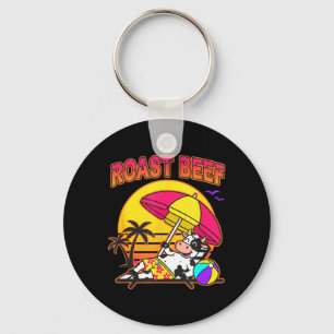Roast Beef Beach Cow Funny Farm Animal Christian Key Ring