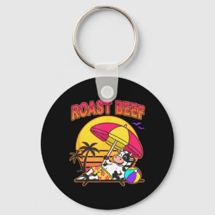 Roast Beef Beach Cow Funny Farm Animal Christian Key Ring