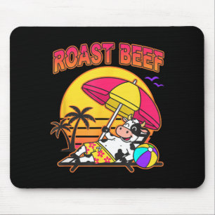 Roast Beef Beach Cow Funny Farm Animal Christian Mouse Pad