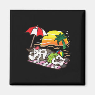 Roast Beef Cow Tanning At The Beach Funny Bbq Meat Magnet