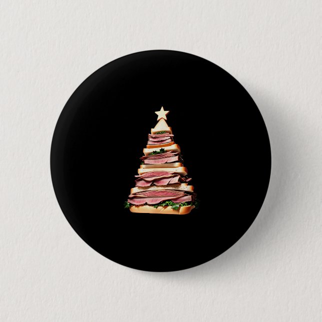 Roast Beef Sandwich Christmas Tree  6 Cm Round Badge (Front)