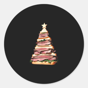 Roast Beef Sandwich Christmas Tree Classic Round Sticker