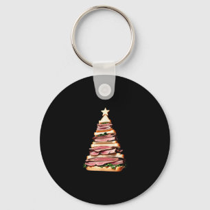 Roast Beef Sandwich Christmas Tree  Key Ring