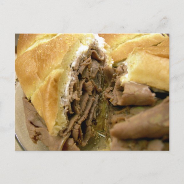 Roast beef sandwich with creamy goat cheese postcard (Front)