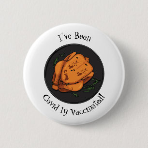 Roast chicken cartoon illustration 6 cm round badge