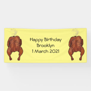 Roast chicken cartoon illustration banner