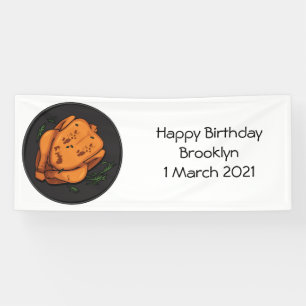 Roast chicken cartoon illustration banner