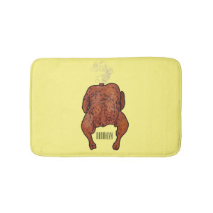 Roast chicken cartoon illustration  bath mat