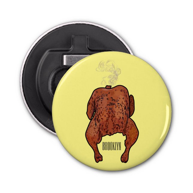 Roast chicken cartoon illustration  bottle opener (Front)