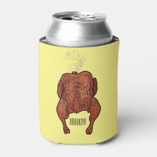 Roast chicken cartoon illustration can cooler