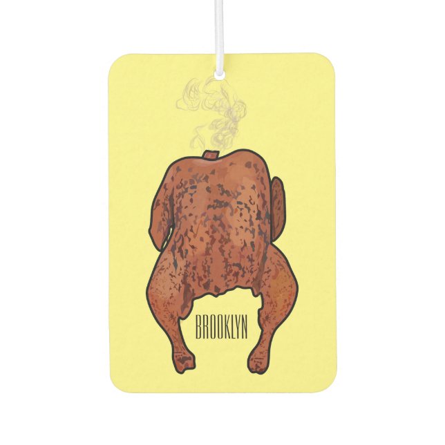 Roast chicken cartoon illustration  car air freshener (Front)