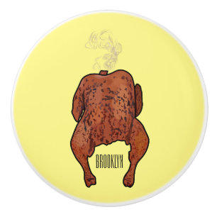 Roast chicken cartoon illustration ceramic knob