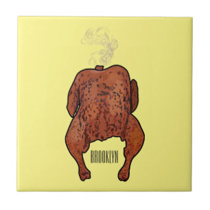 Roast chicken cartoon illustration  ceramic tile