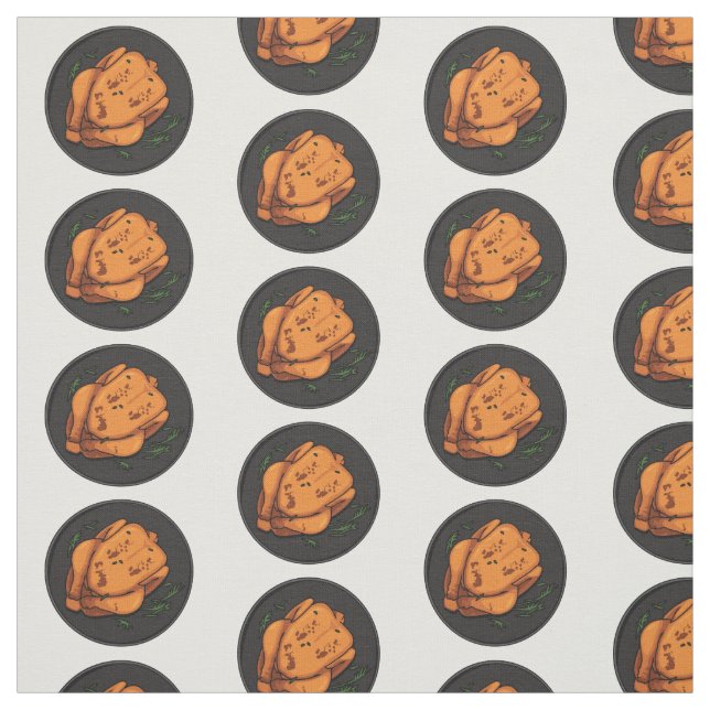 Roast chicken cartoon illustration fabric (Swatch)