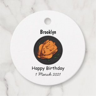 Roast chicken cartoon illustration favour tags