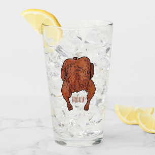 Roast chicken cartoon illustration glass