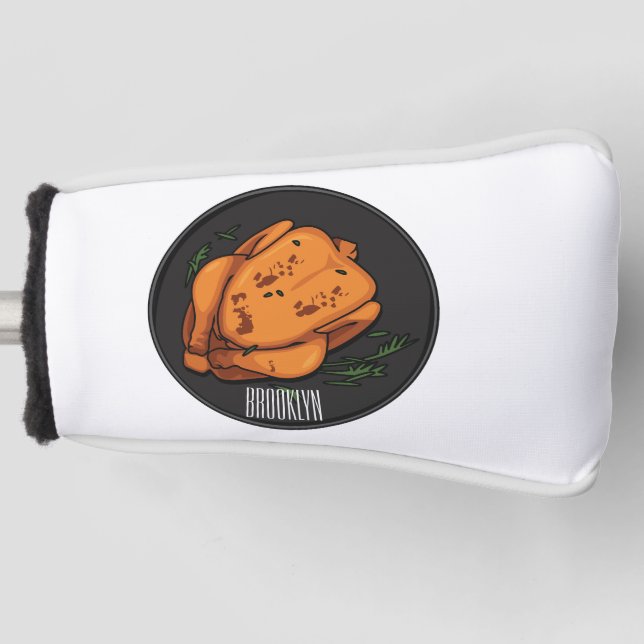 Roast chicken cartoon illustration golf head cover (Front)