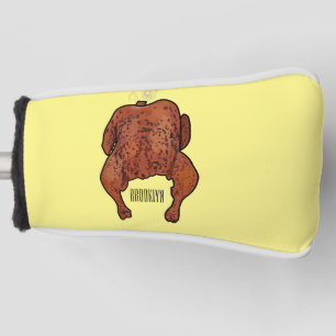 Roast chicken cartoon illustration golf head cover