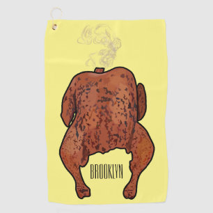 Roast chicken cartoon illustration  golf towel