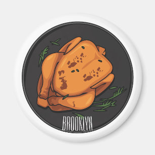 Roast chicken cartoon illustration magnet