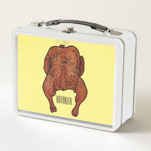 Roast chicken cartoon illustration  metal lunch box