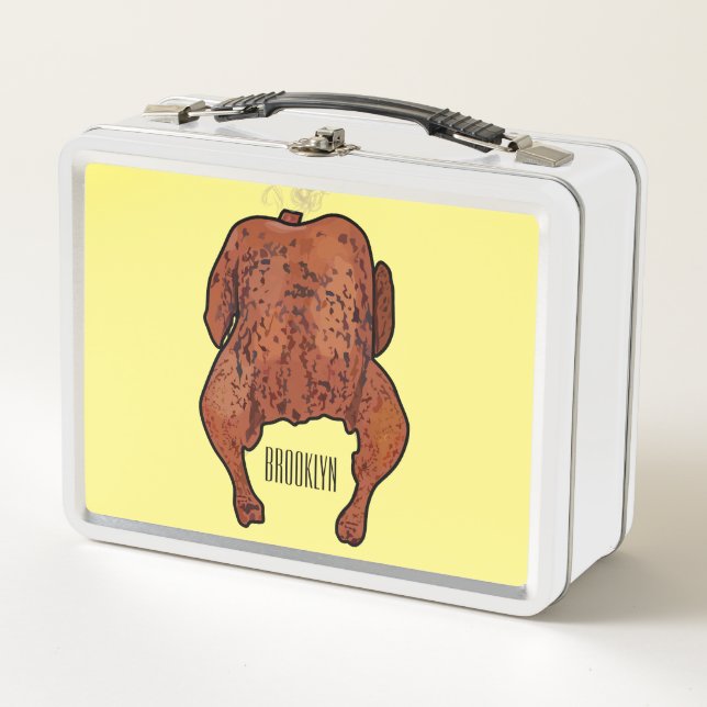 Roast chicken cartoon illustration  metal lunch box (Front)