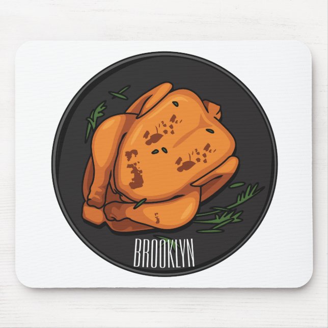 Roast chicken cartoon illustration mouse pad (Front)