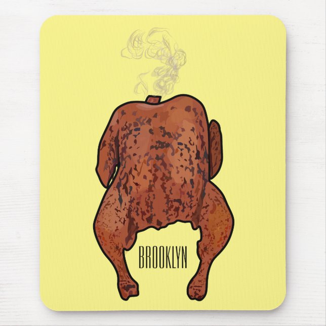 Roast chicken cartoon illustration  mouse pad (Front)